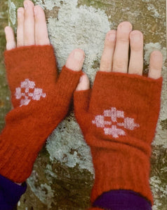 Possum and merino  CK619 Childs Fingerless Mittens - These mittens are a breeze to get on and off small hands. Snowflake motif co-ordinates with the (703) girl's poncho.