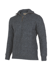 Possum and Merino  MS1704 Marlborough Zip Neck - Zip and Collar Purl Stitch Sweater.  Rugged outdoor wear.