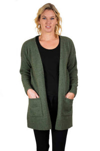 Possum and Merino KO544 Long Line Cardigan -A longline cardigan that is a great throw over style which makes it perfect to keep you feeling warm and snug.  It has ribbed cuffs and hem and is finished with patch pockets.  Made proudly in New Zealand from a premium blend of 40% possum fur, 50% merino lambswool & 10% mulberry silk.