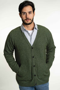 Possum and Merino   KO867 V Neck Cardigan - A versatile and comfortable V-neck cardigan with knitted-in pockets.  Perfect for the chilly evenings.  Made proudly in New Zealand from a premium blend of 40% possum fur, 50% merino lambswool and 10% mulberry silk. 