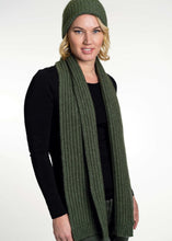 Load image into Gallery viewer, Possum and Merino  KO1020 Ribbed Scarf - An extra wide scarf in a chunky rib design.  Makes a set with KO2020 Ribbed Beanie    One size - Approx. 22cm wide x 156cm long.  Made proudly in New Zealand from a premium blend of 40% possum fur, 50% merino lambswool &amp; 10% mulberry silk. 