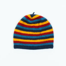 Load image into Gallery viewer, Possum and Merino  NX707 Striped Beanie - A cute and colourful beanie that children will love.  It is lightweight and easy to wear, with a stretch component to suit a variety of sizes.  Can be worn on its own, or with matching accessories.