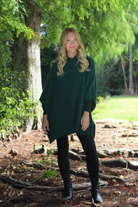 9768 Lush Cowl Neck Poncho - Generous sized textured cowl neck poncho with rib detailing around the edges.  This poncho is joined at the sides for a relaxed fit.  Length - 69cm (from centre back of neck to hem.
