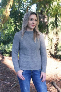 Possum and Merino.  Z151 Silo Jumper - Turtle neck jumper with shaped rib detail in waist area on both the front and back of the garment.