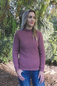 Possum and Merino.  Z151 Silo Jumper - Turtle neck jumper with shaped rib detail in waist area on both the front and back of the garment.