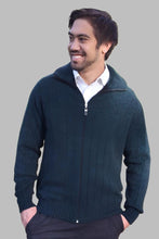 Load image into Gallery viewer, Possum and Merino  Z808 Men&#39;s Full Zip Jacket - Men&#39;s ribbed full zip jacket with collar. Worn open or zipped up for extra warmth.