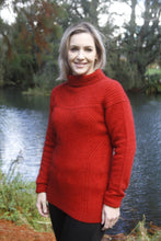 Load image into Gallery viewer, Possum and Merino  Z143 Geo Jumper - Roll neck jumper with striking rib detail across shoulders.  Flattering textured panels edged with rib detail in centre front and back