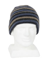 Load image into Gallery viewer, 9952 Multi Striped Beanie - Double thickness multi coloured striped beanie with turnback.