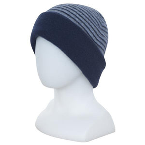Twilight  Possum and Merino  NX397 Double Layer (Reversible) Beanie - ﻿Double Layer Beanie which can be worn 2 ways.  It is reversible - one side is striped and the other is plain 