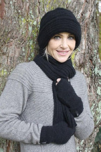 Possum and Merino  Z004 Ribbed Clouche Hat - Luxurious double thickness hat with cable detail.