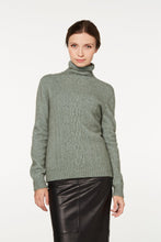 Load image into Gallery viewer, Possum and Merino 6128 Polo Neck Jersey with Lace Detail - The classic polo neck jersey gets a touch of feminine elegance with the delicate lace knit detail on the front. The blend of natural Merino wool, Possum fur and Silk fibers will ensure the cold never gets in. A beautiful classic style, crafted for you to wear forever.   Possum merino polo neck jersey Lace knit front detail 35% Possum Fur, 55% Merino Wool, 10% Pure Mulberry Silk